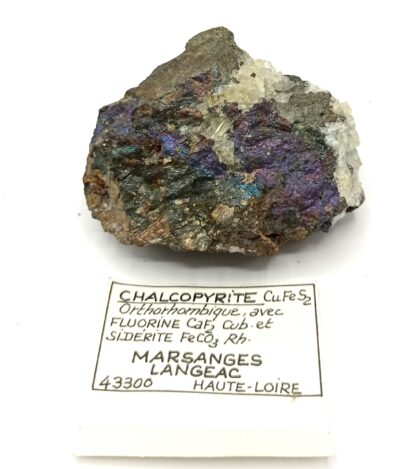 Chalcopyrite et Fluorine, Marsanges, Langeac, Haute-Loire, Auvergne.