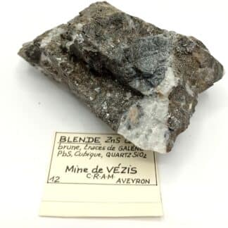 Blende (Sphalérite), Mine de Vézis, Aveyron.