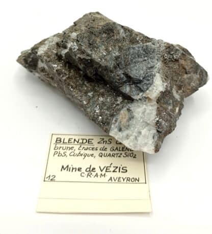 Blende (Sphalérite), Mine de Vézis, Aveyron.