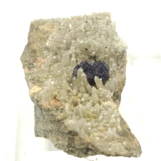 Fluorite (Fluorine) sur Quartz, Carrière de Nouaillas, Ambazac, Haute-Vienne.