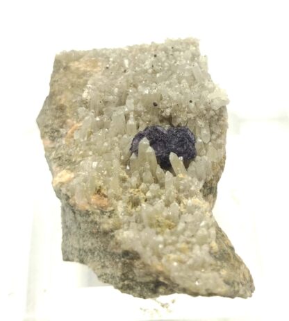 Fluorite (Fluorine) sur Quartz, Carrière de Nouaillas, Ambazac, Haute-Vienne.