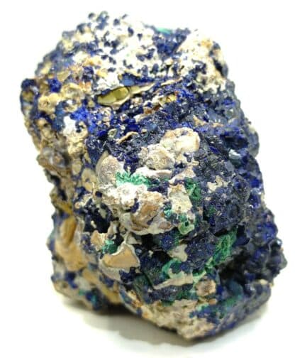 Agardite, Goudeyite, Azurite, Halloysite et Malachite, Chessy, Rhône.