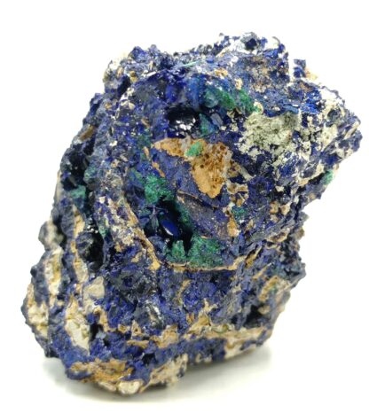 Agardite, Goudeyite, Azurite, Halloysite et Malachite, Chessy, Rhône.