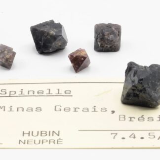 Spinelle, lot de 5 cristaux, Minas Gerais, Brésil.