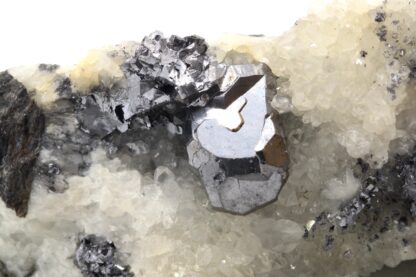 Galène sur quartz de Neudorf, Saxe, Allemagne.