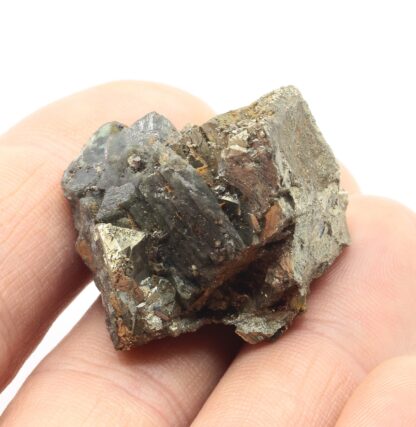 Ludlamite sur Pyrite, mine de Salsigne, Mas Cabardès, Aude.