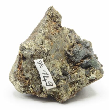 Ludlamite sur Pyrite, mine de Salsigne, Mas Cabardès, Aude.