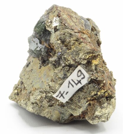 Ludlamite sur Pyrite, mine de Salsigne, Mas Cabardès, Aude.