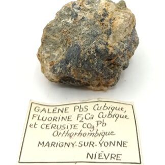 Galène, Fluorine et Cérusite, Marigny-sur-Yonne, Nièvre, Morvan.