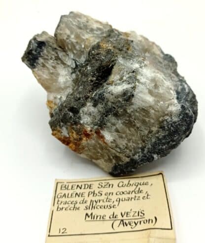 Blende (Sphalérite) et Galène, Mine de Vézis, Aveyron.