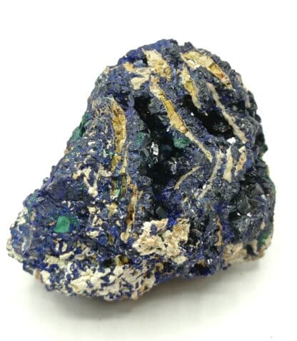 Agardite, Goudeyite, Azurite, Halloysite et Malachite, Chessy, Rhône.