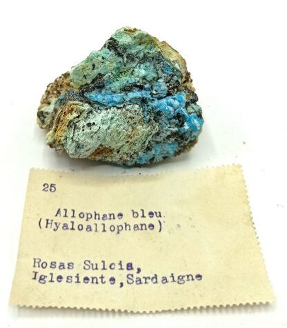 Allophane bleu, Rosas, Sulcis, Iglesente, Sardaigne, Italie.
