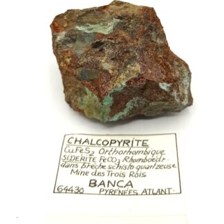 Chalcopyrite et Sidérite, Mine des Trois Rois, Banca, Pyrénées-Atlantiques.