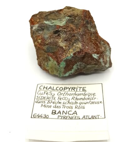 Chalcopyrite et Sidérite, Mine des Trois Rois, Banca, Pyrénées-Atlantiques.