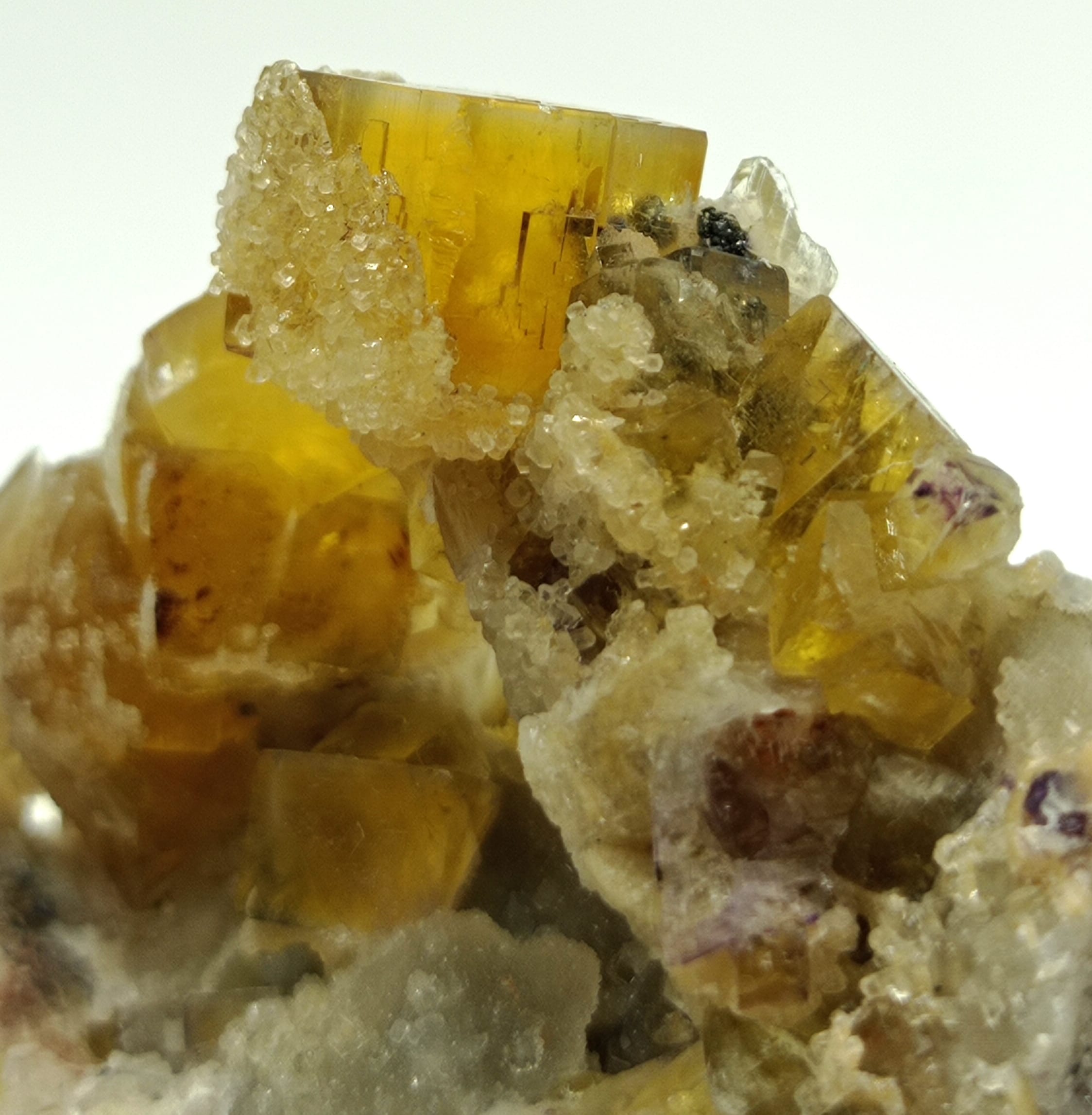 Fluorine (Fluorite) et Quartz, Vensat, Puy-de-Dôme, Auvergne.