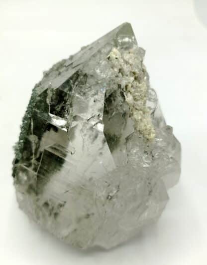 Apophyllite sur Quartz, Tunnel du Saint-Gothard, Suisse.