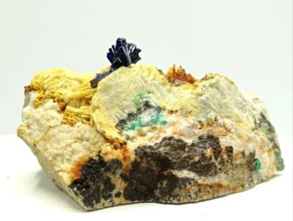 Azurite sur Baryte (Barytine), Le Mas Dieu, Gard.