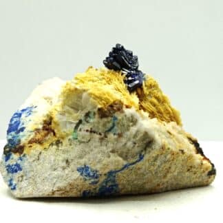 Azurite sur Baryte (Barytine), Le Mas Dieu, Gard.