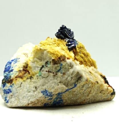 Azurite sur Baryte (Barytine), Le Mas Dieu, Gard.