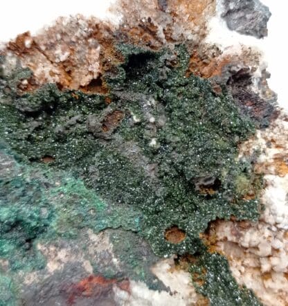 Libethenite, Quartz et Malachite, Vila Vicosa, Portugal.