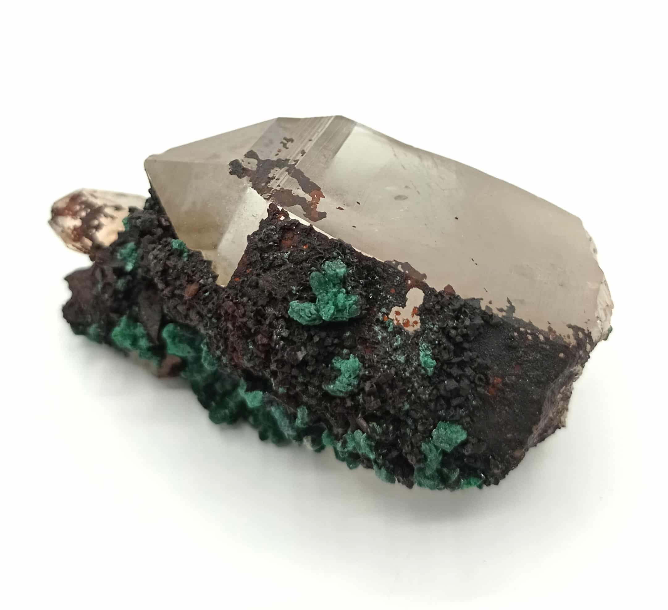 Cristaux de Malachite sur Quartz, Taroudant, Maroc.