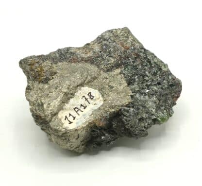 Ludlamite et Pyrite, mine de Salsigne, Mas Cabardès, Aude.