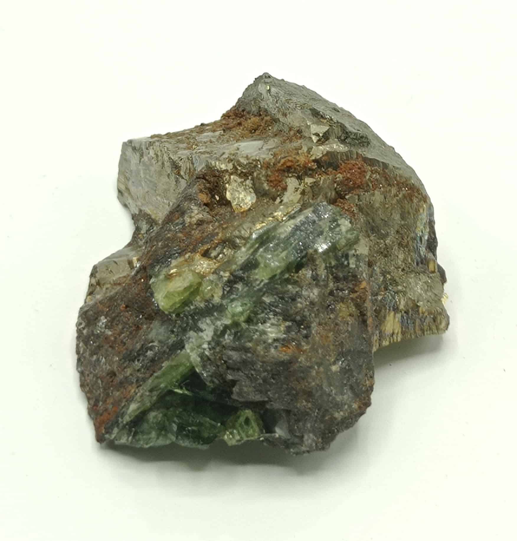 Ludlamite et Pyrite, mine de Salsigne, Mas Cabardès, Aude.