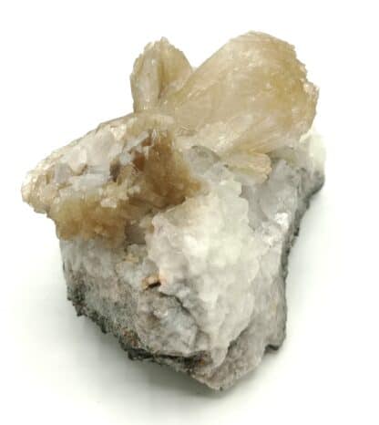 Stilbite sur Calcite, West Paterson, New Jersey, USA (États-Unis).