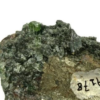 Ludlamite et Pyrite, mine de Salsigne, Mas Cabardès, Aude.