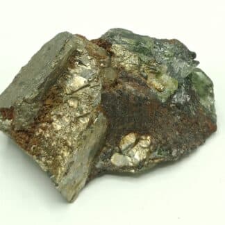 Ludlamite et Pyrite, mine de Salsigne, Mas Cabardès, Aude.
