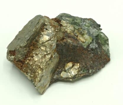 Ludlamite et Pyrite, mine de Salsigne, Mas Cabardès, Aude.