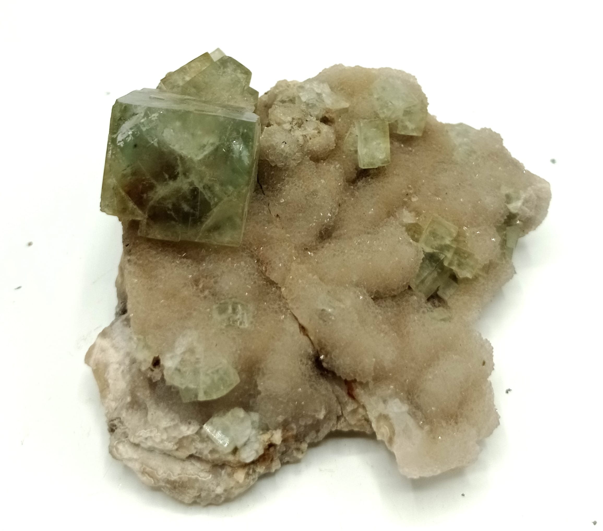 Fluorine (Fluorite) sur Quartz, Marsanges, Haute-Loire, Auvergne.