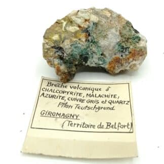 Chalcopyrite et Malachite, Filon Teutschgrund, Giromagny, Territoire de Belfort.