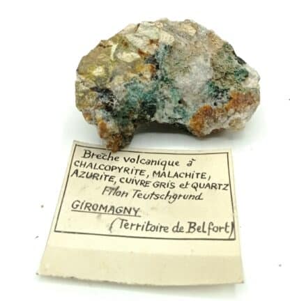 Chalcopyrite et Malachite, Filon Teutschgrund, Giromagny, Territoire de Belfort.