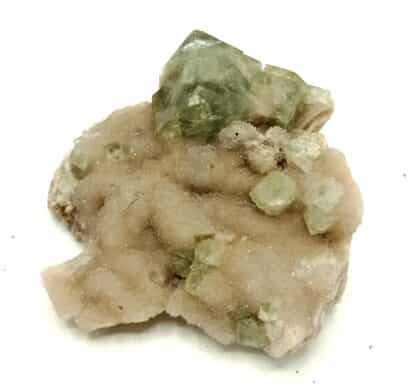 Fluorine (Fluorite) sur Quartz, Marsanges, Haute-Loire, Auvergne.