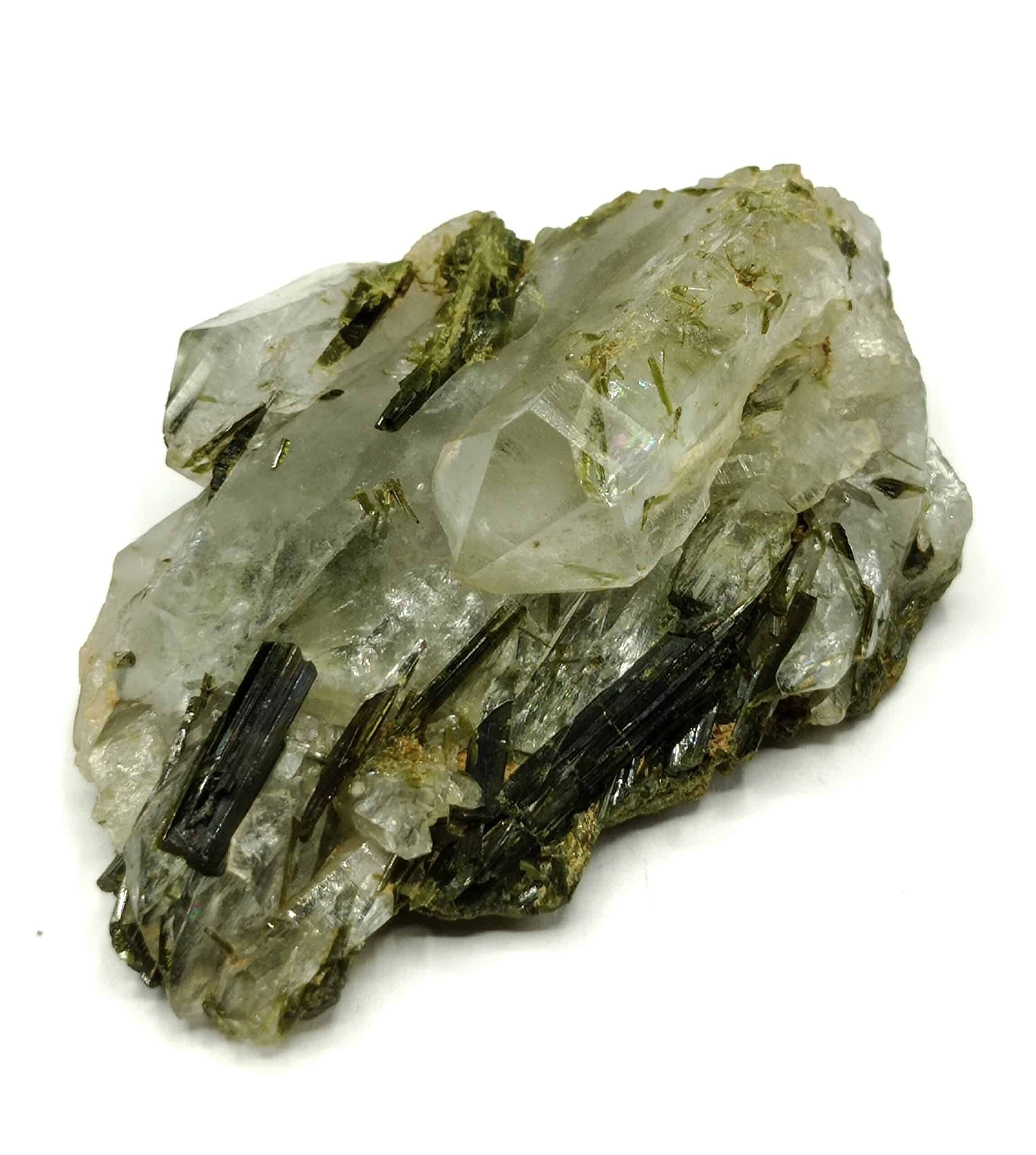 Épidote sur Quartz, Le Cornillon, Oisans, Isère.