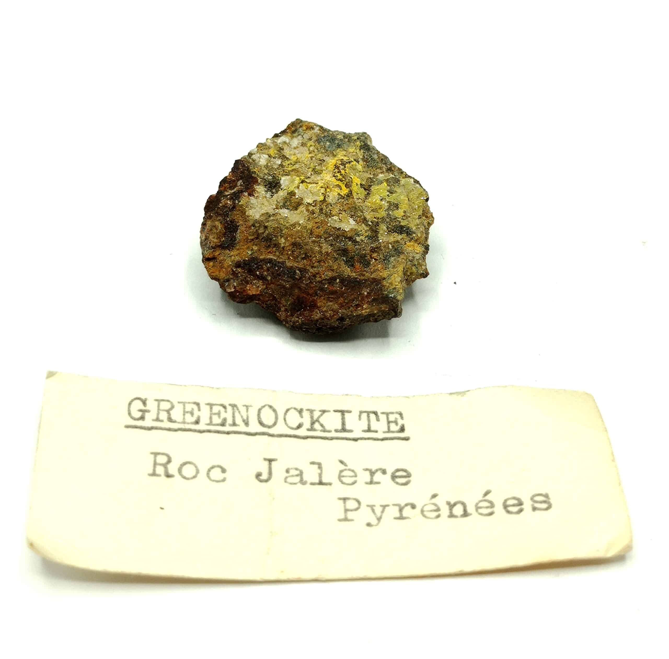 Greenockite jaune, Roc Jalère, Pyrénées Orientales.