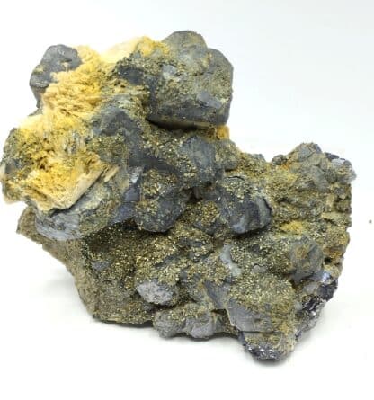 Pyrite et Baryte sur Galène, Champagnac, Rochechouart, Haute-Vienne.