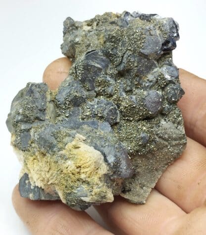 Pyrite et Baryte sur Galène, Champagnac, Rochechouart, Haute-Vienne.