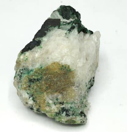 Erinite (Chalcophyllite) sur Quartz, Comté de Limerick, Irlande.