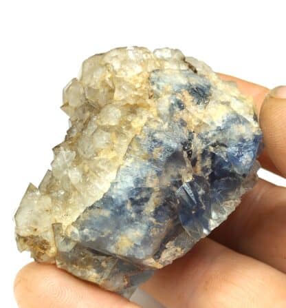 Quartz sur Fluorine bleue, Les Salles, Ussel, Corrèze.