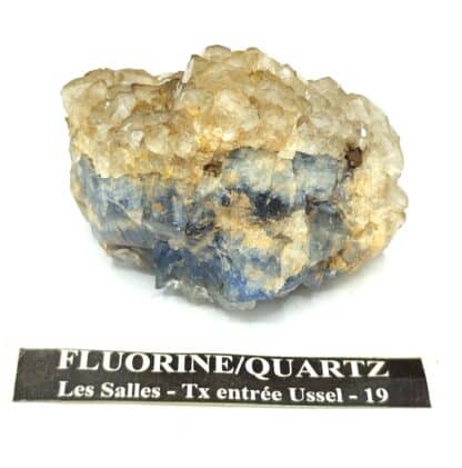 Quartz sur Fluorine bleue, Les Salles, Ussel, Corrèze.