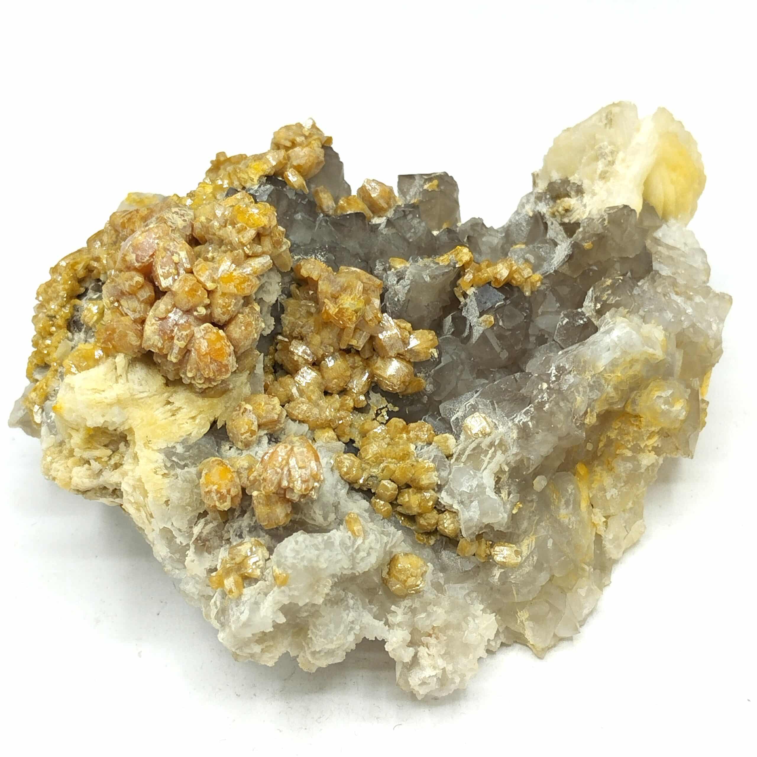 Pyromorphite et Baryte sur Quartz, Les Farges, Ussel, Corrèze.