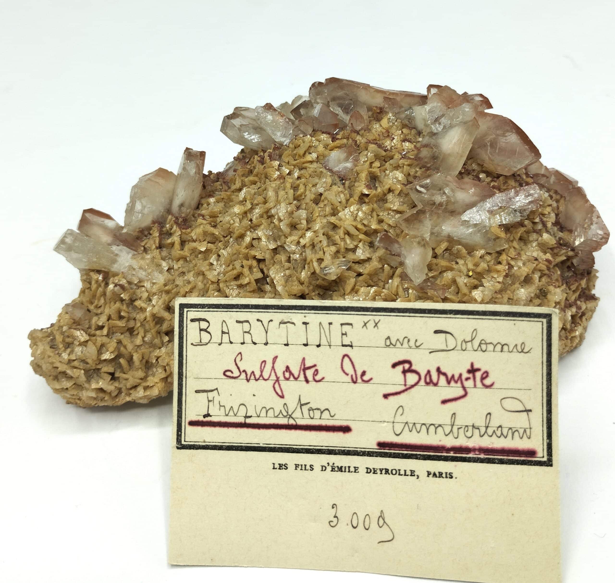 Barytine (Baryte) sur Dolomite, Frizington, Cumberland, Royaume-Uni.