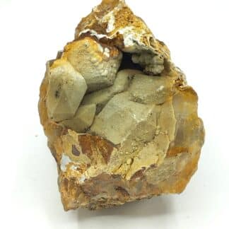 Scorodite sur Quartz, Mine de Puy-les-Vignes, Haute-Vienne, Limousin.