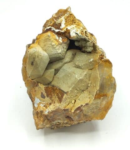 Scorodite sur Quartz, Mine de Puy-les-Vignes, Haute-Vienne, Limousin.