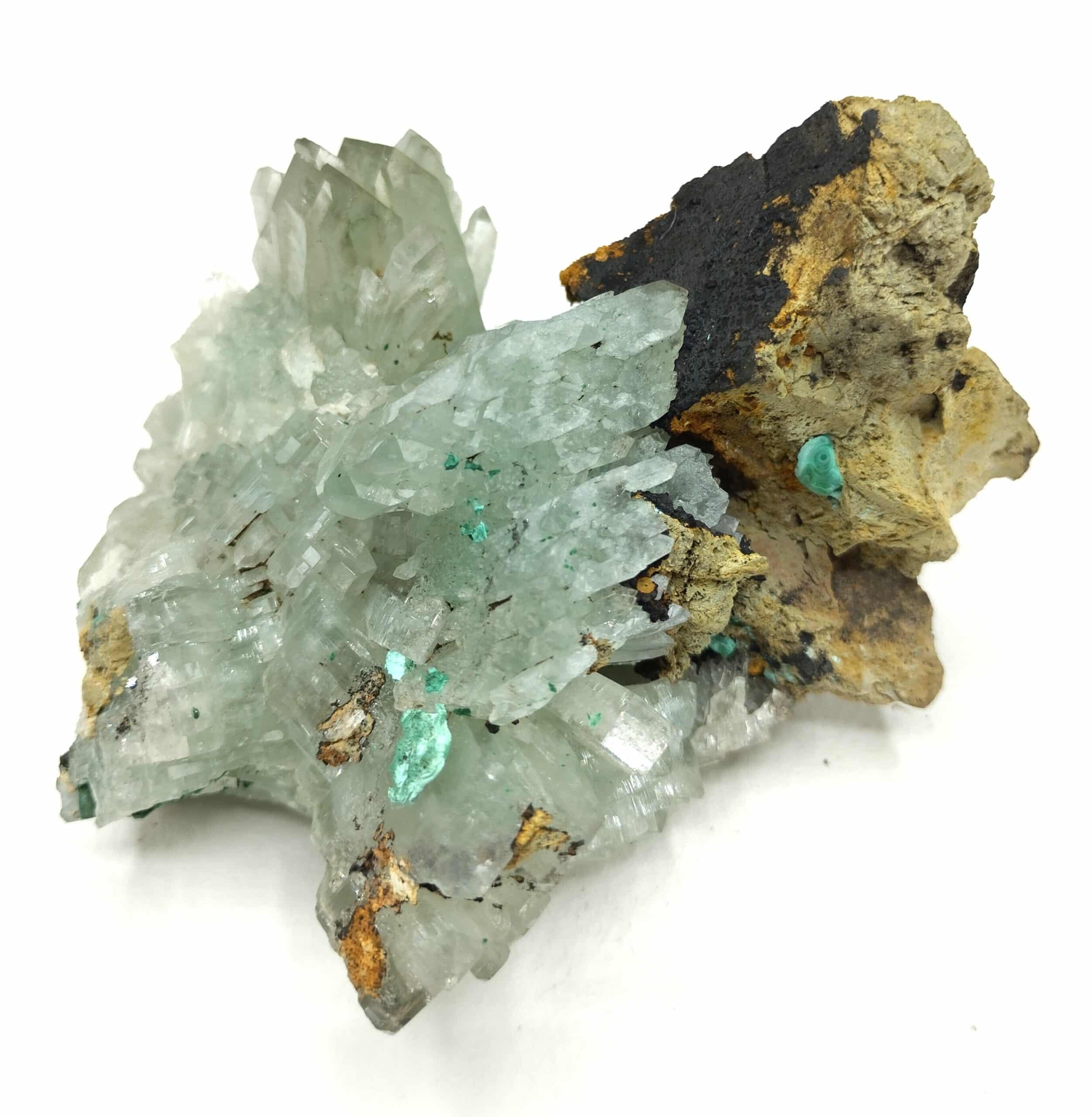 Baryte (Barytine) et Malachite, Shangulowe, Katanga, Congo RDC.