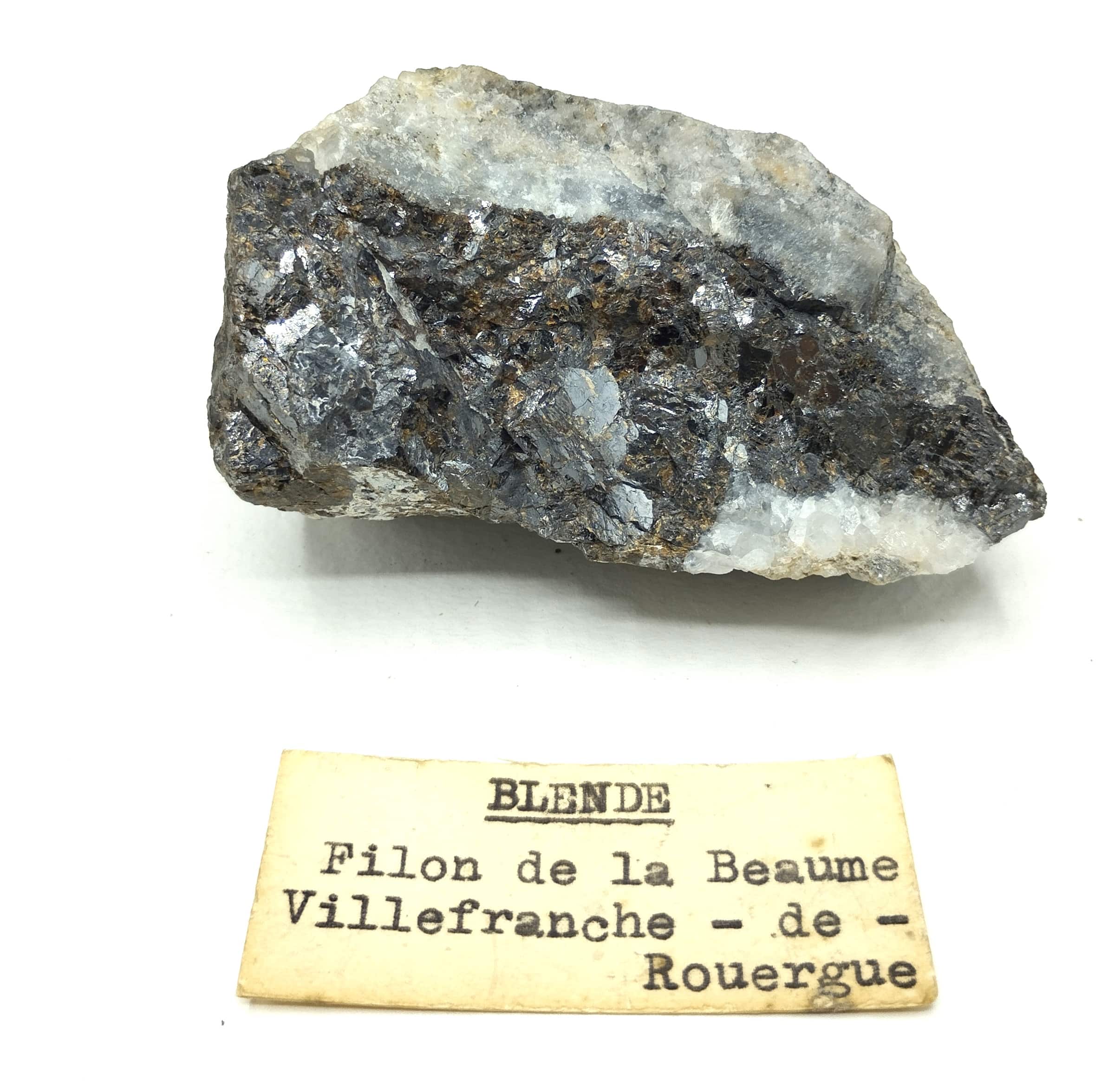 Blende (Sphalérite), Filon de La Baume, Villefranche-de-Rouergue, Aveyron.