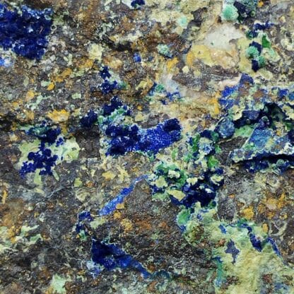 Parnauite et Azurite, Cap Garonne, Var.