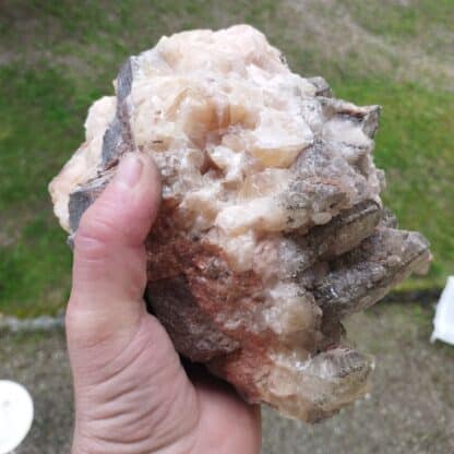 Pyrite sur Calcite, Carrière de Ferques, Pas-de-Calais.